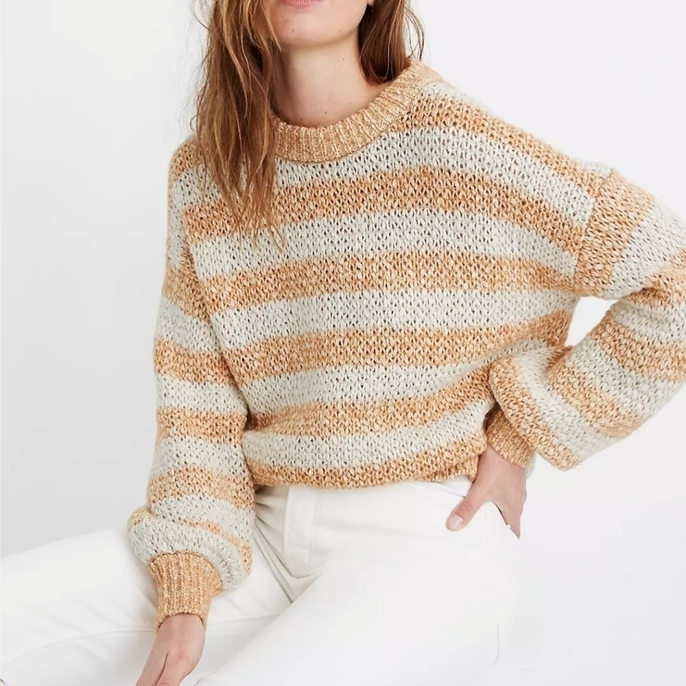 Madewell baez pullover sweater in stripe size M wool alpaca cotton blend